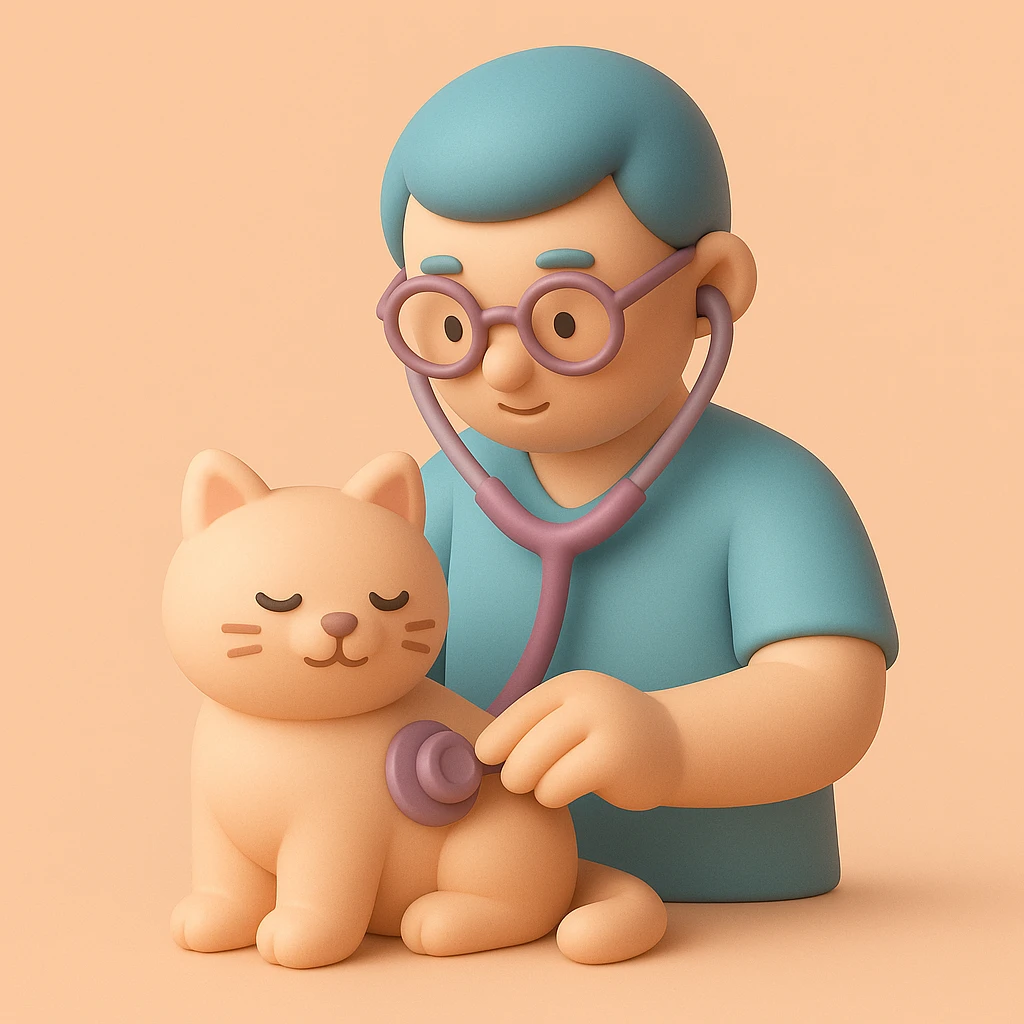 veterinarian examining a cat emoji