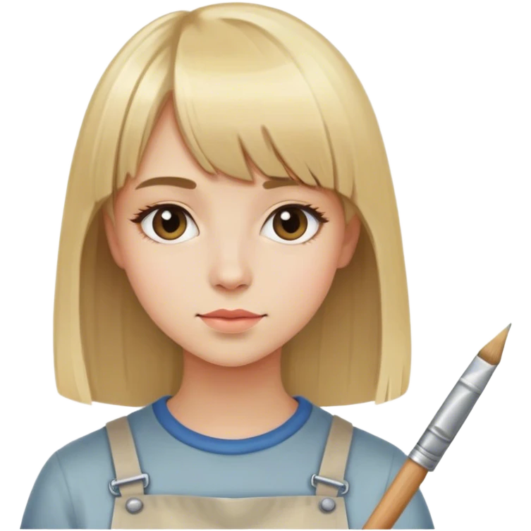 young painter with straight blonde hair and bangs emoji