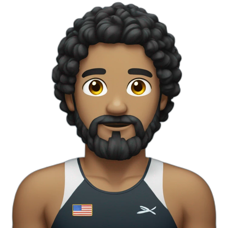 Swimmer googles black hair and beard emoji