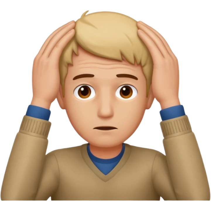 decision gesture man hands on top of the head emoji