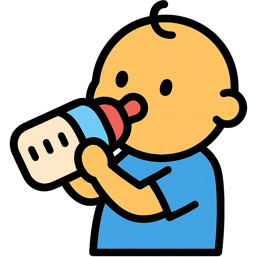 baby drinking from a bottle icon with color and black outlines emoji
