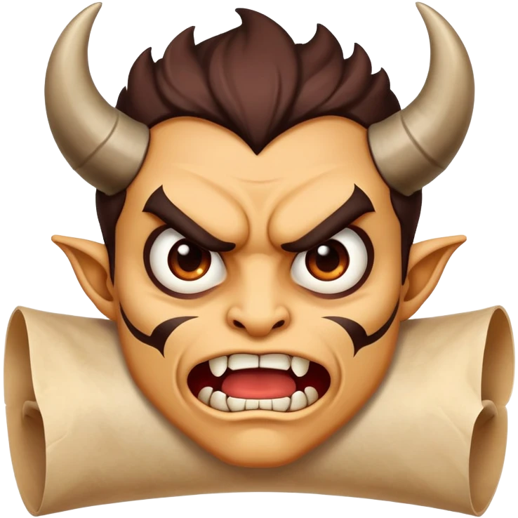 cartoon face holding a scroll parchment in mouth like a Demon Slayer character emoji