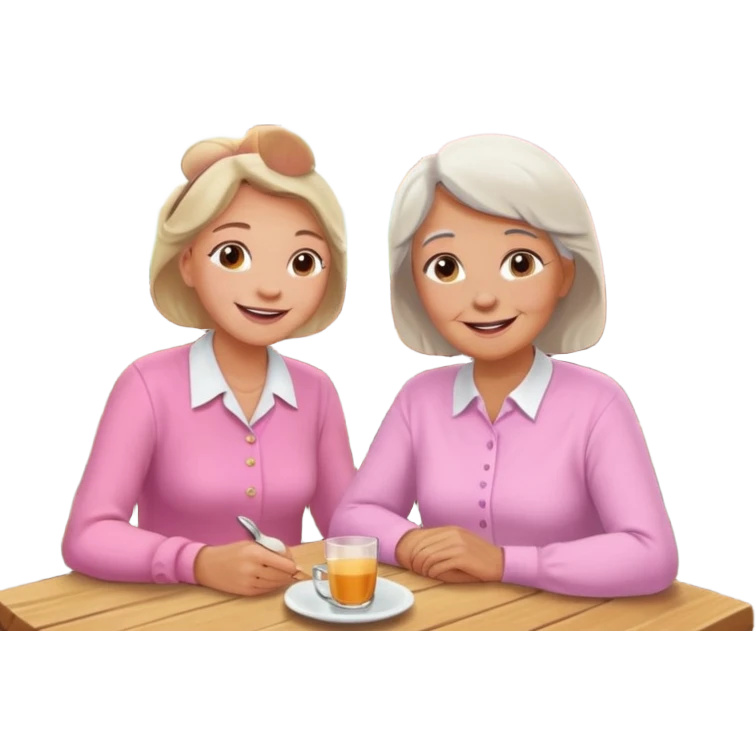 conversación dentro de un restaurant  dos personas y una de las persoans sea una abuela y el otro un adulto de 27 años emoji