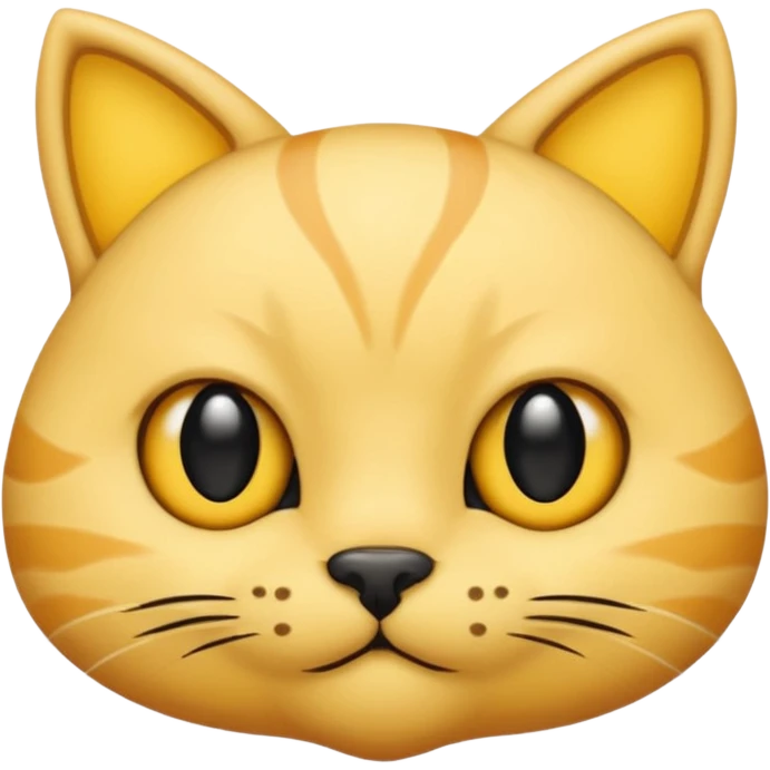 a bright yellow cat head with black eyes and not too chubby cheeks and looks exactly like the youtuber thinknoodles and a black nose and doesnt look realistic emoji