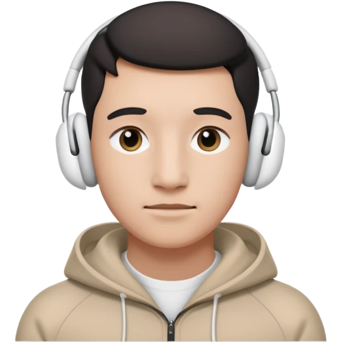 A face exactly like this « 😶 » and wearing airpods max without microphone  emoji