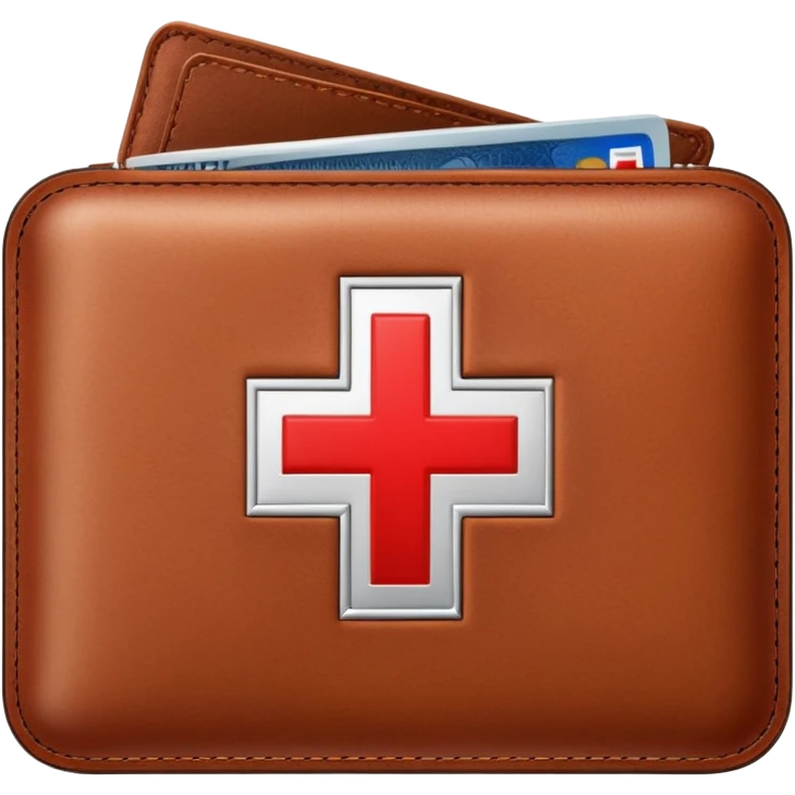 Medical emergency fund with wallet and red cross symbol emoji