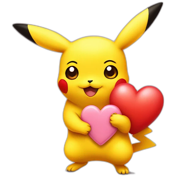 Pikachu with a heart in his paws emoji