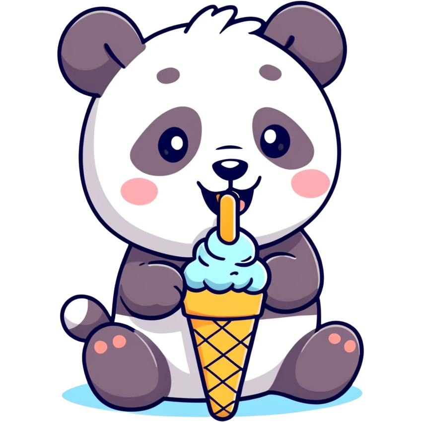 Panda eating ice cream emoji