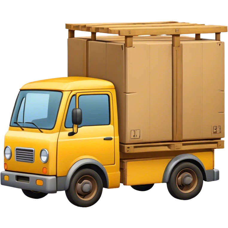 yellow truck with pallets with paper box emoji