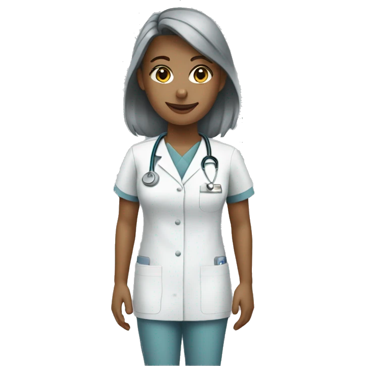 white nurse wearing gray scrubs emoji