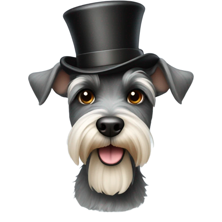 Schnauzer wearing a top hat emoji