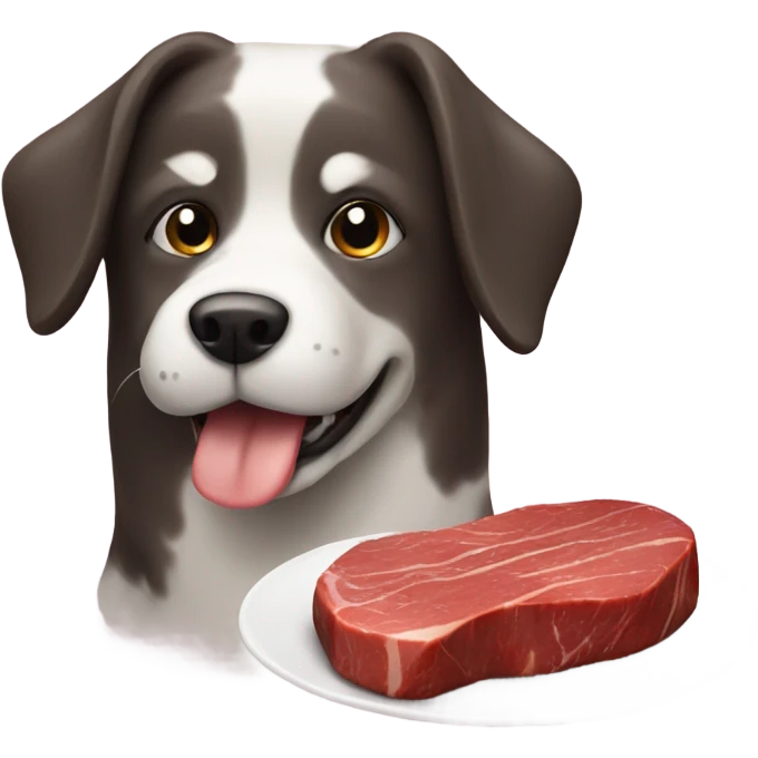dog with a gourmet steak emoji