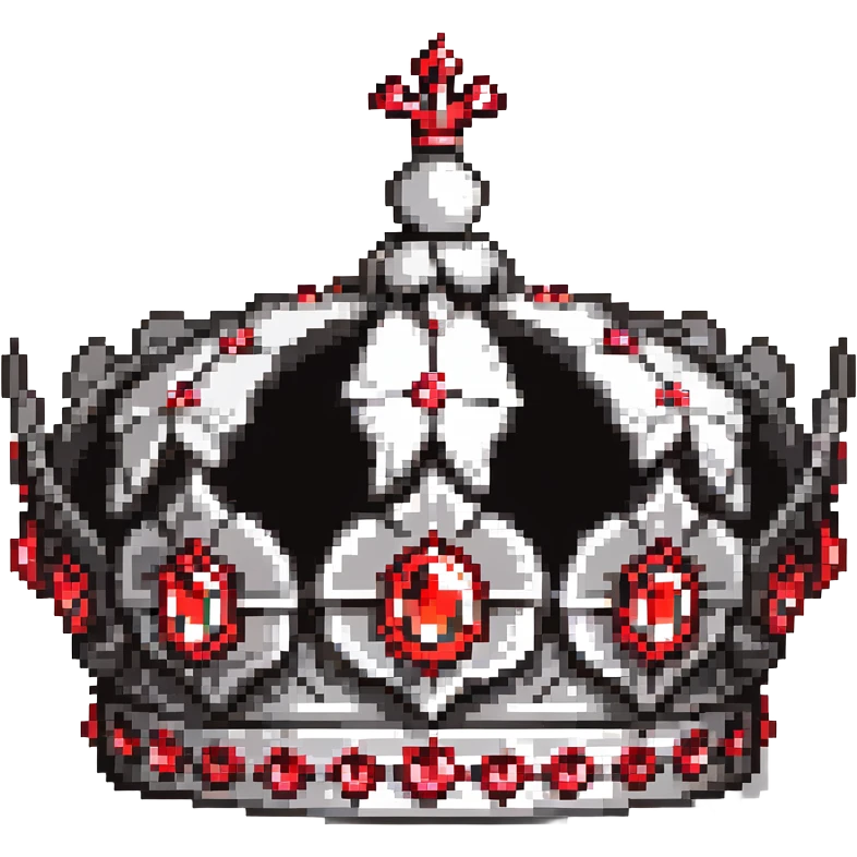 black crown with clusters of red jewels all around emoji