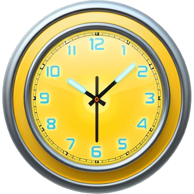 A futuristic yellow clock emoji