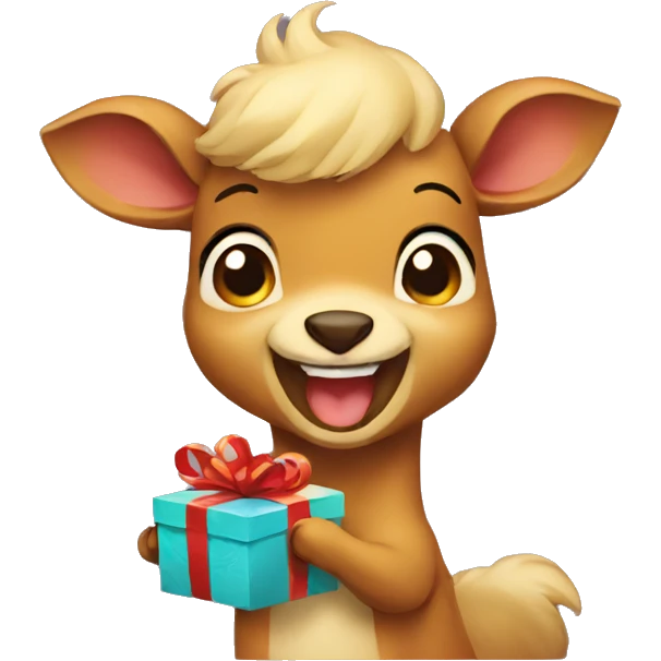 laughing chamois holding gift emoji