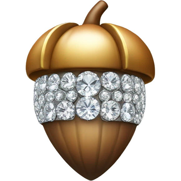 an Acorn made from diamond, sparkling cut diamond, with stem of gold emoji
