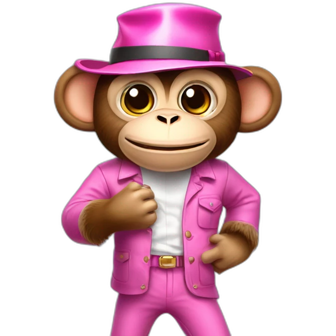 Monkey with hat glazzes a shirt and pants and pink shoes and a rubes cube in hes hand glazzes emoji