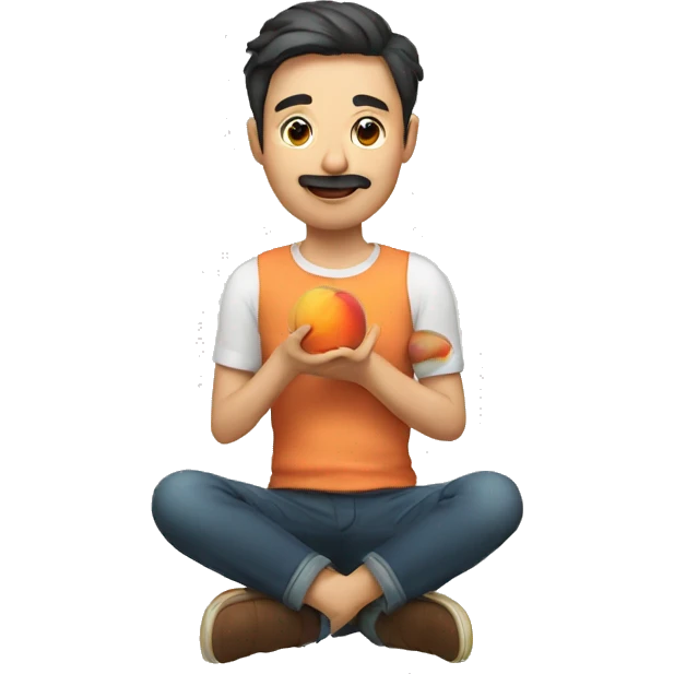 A man eating peach emoji