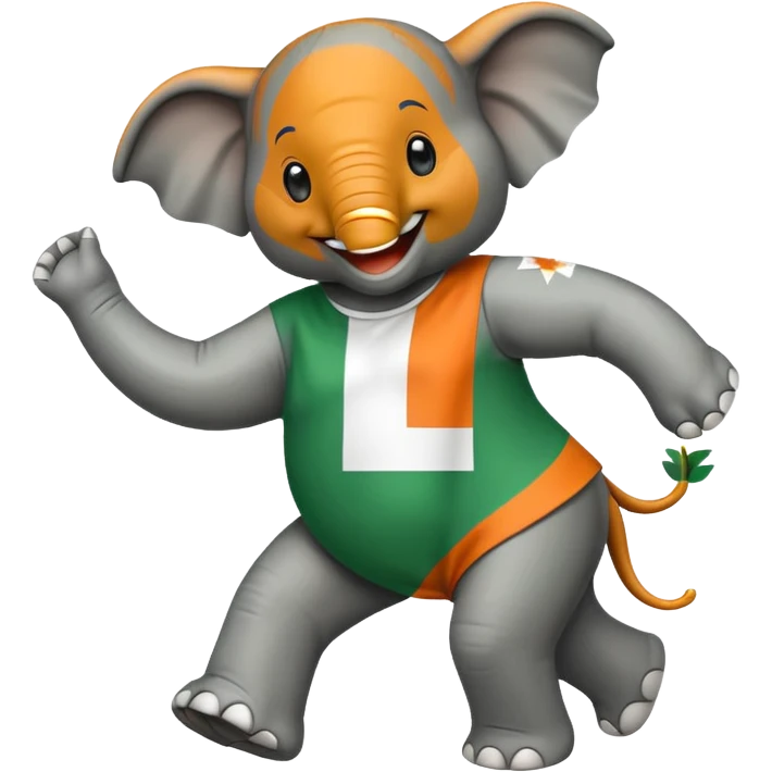 Create an dancing elephant with a white and green Ivory Coast flag . emoji