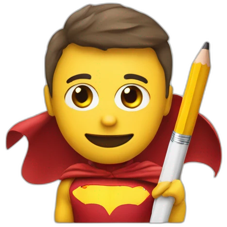 superhero pencil wearing a spain flag emoji