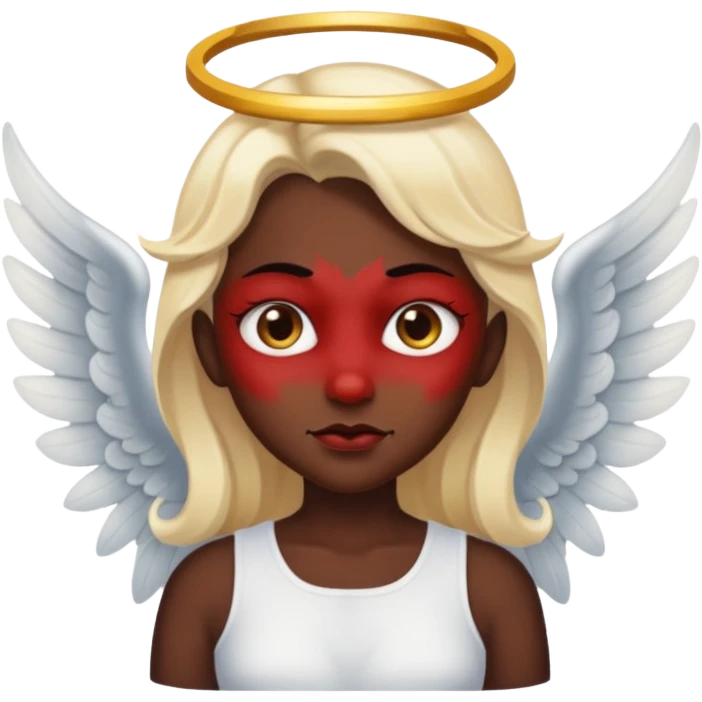 Une image qui mélange un ange et un demon emoji