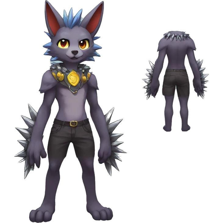 Anthro Sona Fakemon with a spiked collar Full Body emoji