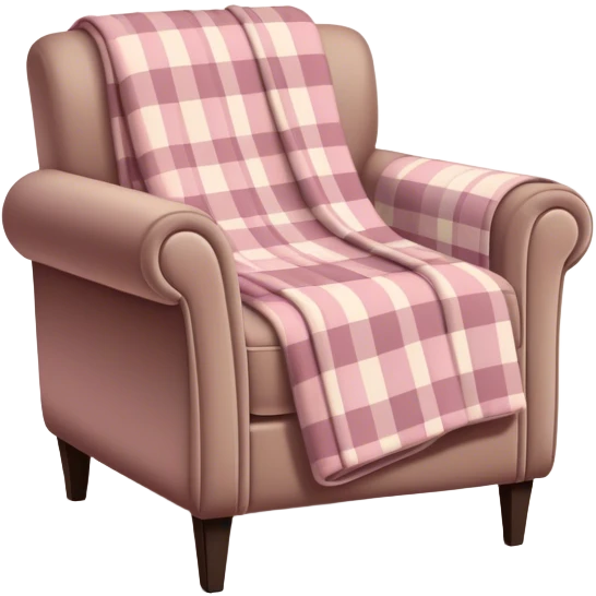 Dusk rose coloured plaid laying on taupe armchair emoji