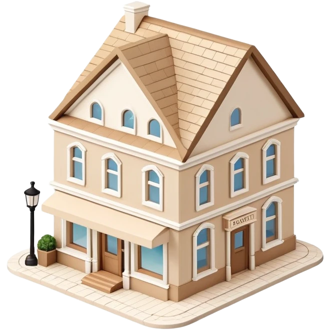 Isometric exterior little beige and white bookstore dollhouse style 3D realistic  emoji