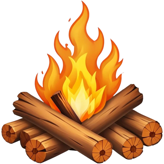 warm glowing campfire with logs and flames emoji