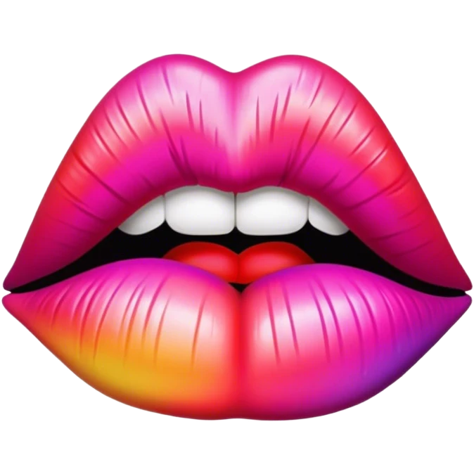 A psychedelic-colored lipstick kiss mark. emoji