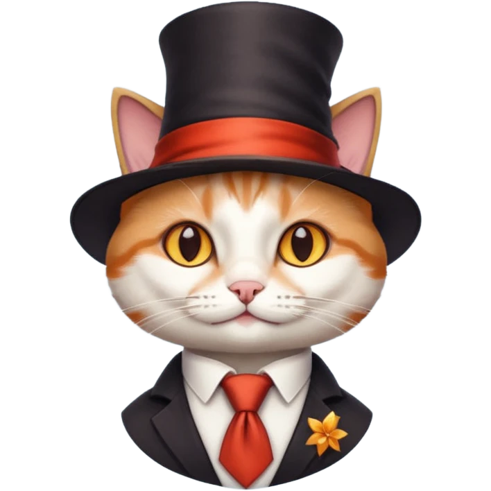 Gato con corbata roja y sombrero de mago emoji