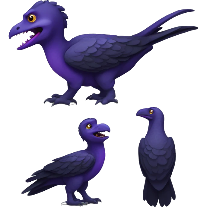 Raven styled dinosaur, cute emoji