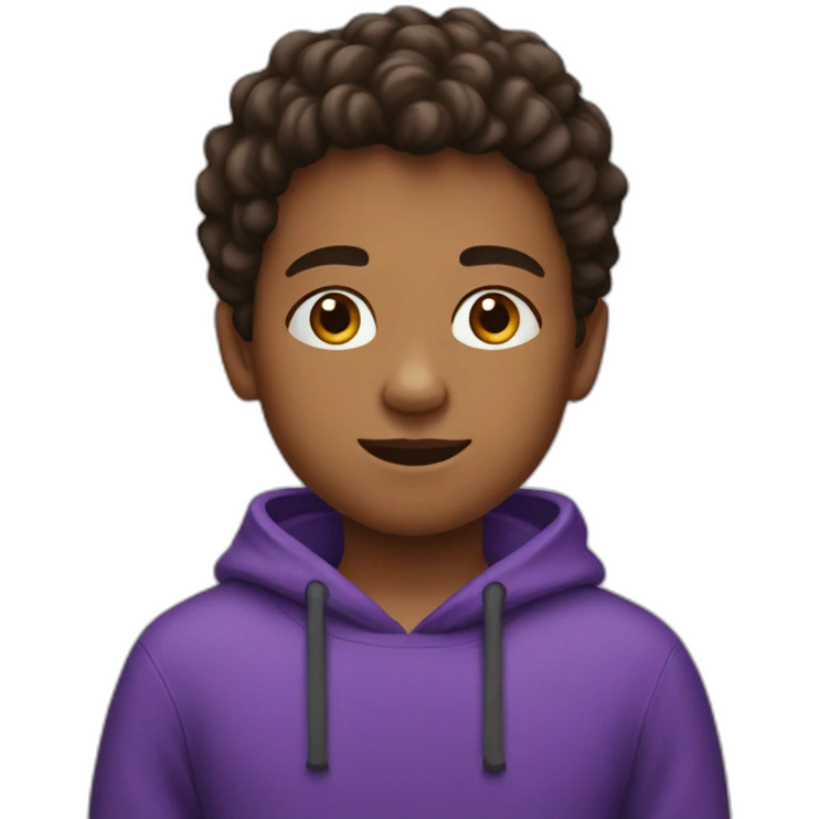 Q13 year old boy wearing jogging pants and a purple sweater emoji