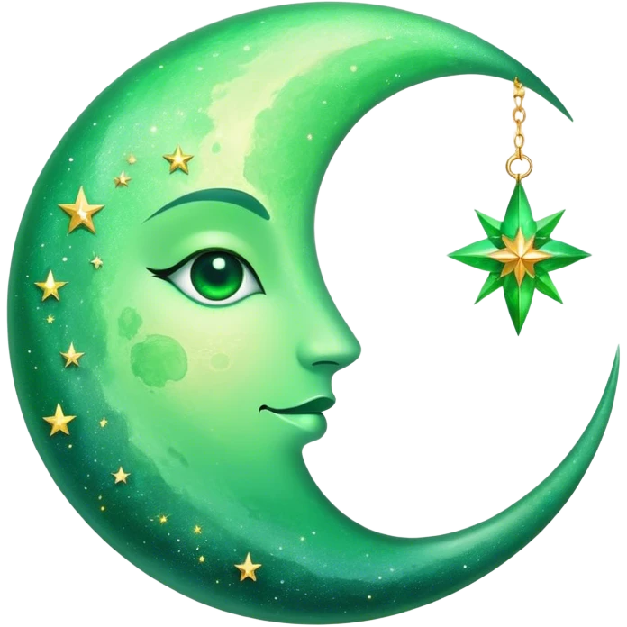 astrology moon in magical style, green emoji