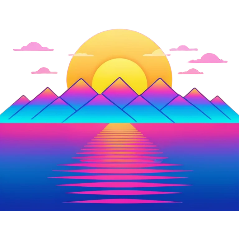 neon sunrise line drawing emoji