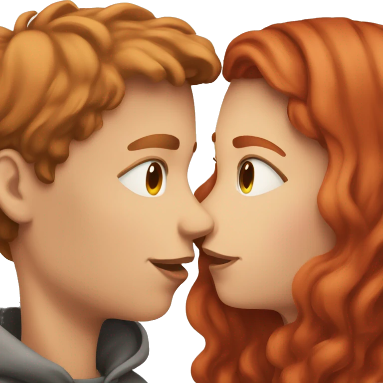 Brown haired girl kissing red headed boy  emoji