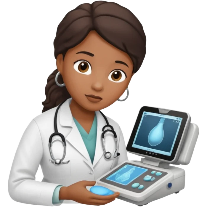 black maternal fetal medicine doctor performing fetal ultrasound emoji