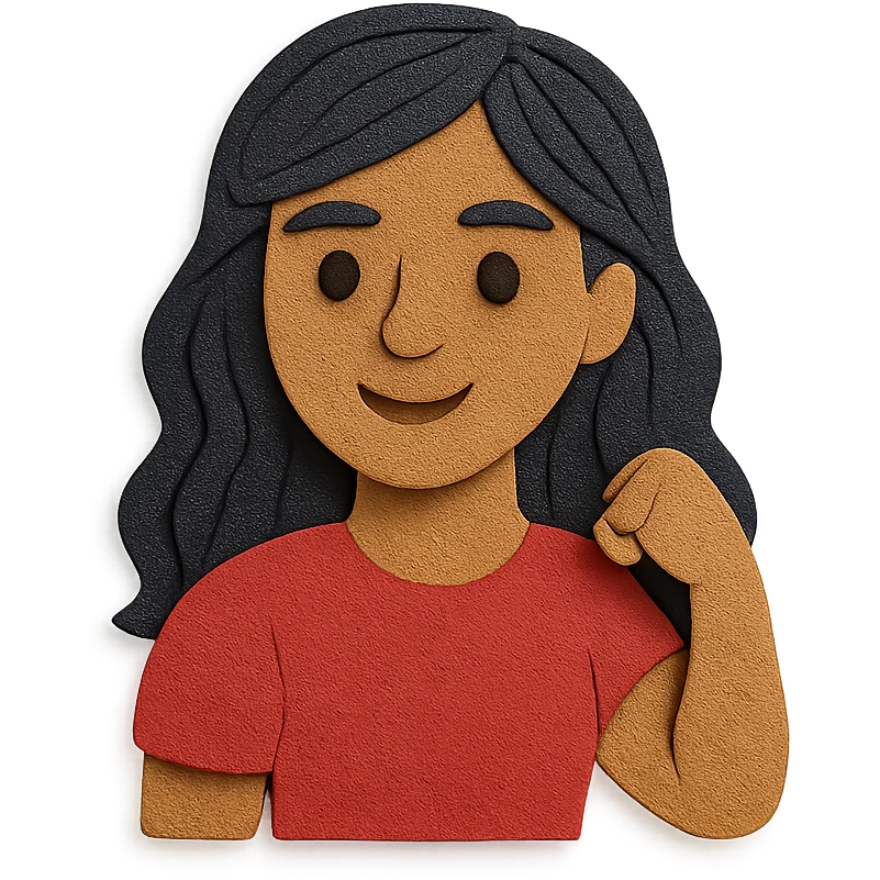 strong girl with brown eyes, long slightly wavy black hair emoji