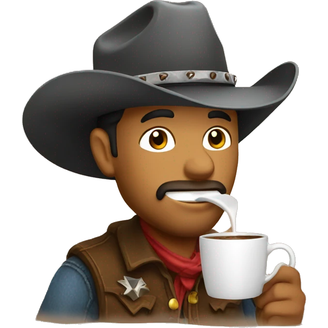 Cowboy drinking coffee emoji