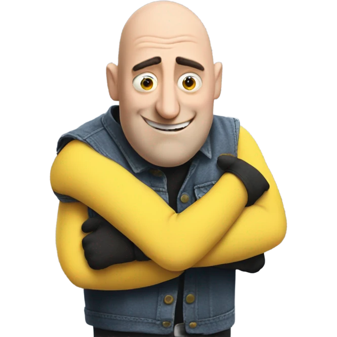 Gru hugging a minion emoji