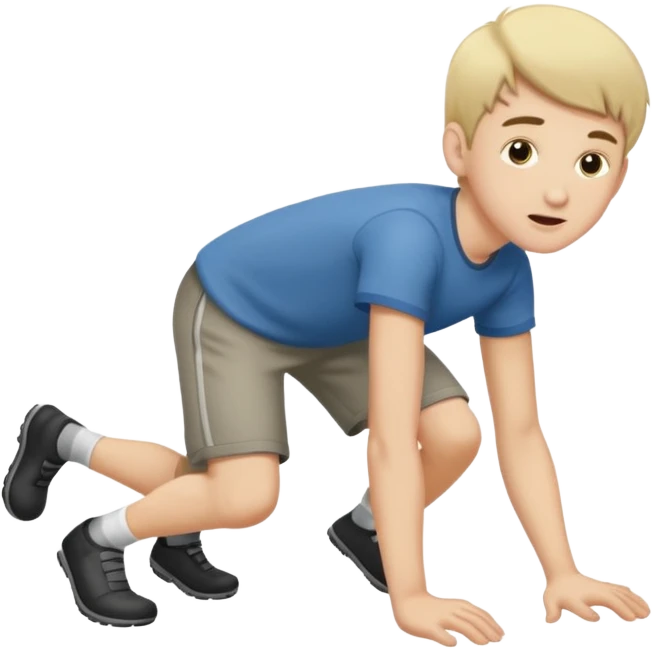 Child boy walking like animal emoji