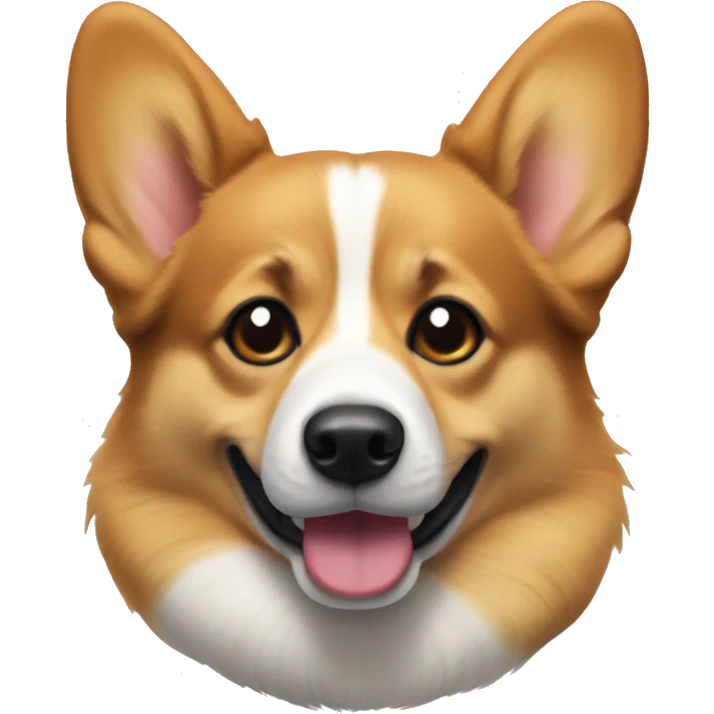 Only the face of a Welsh Corgi with very thick and dark eyebrows emoji