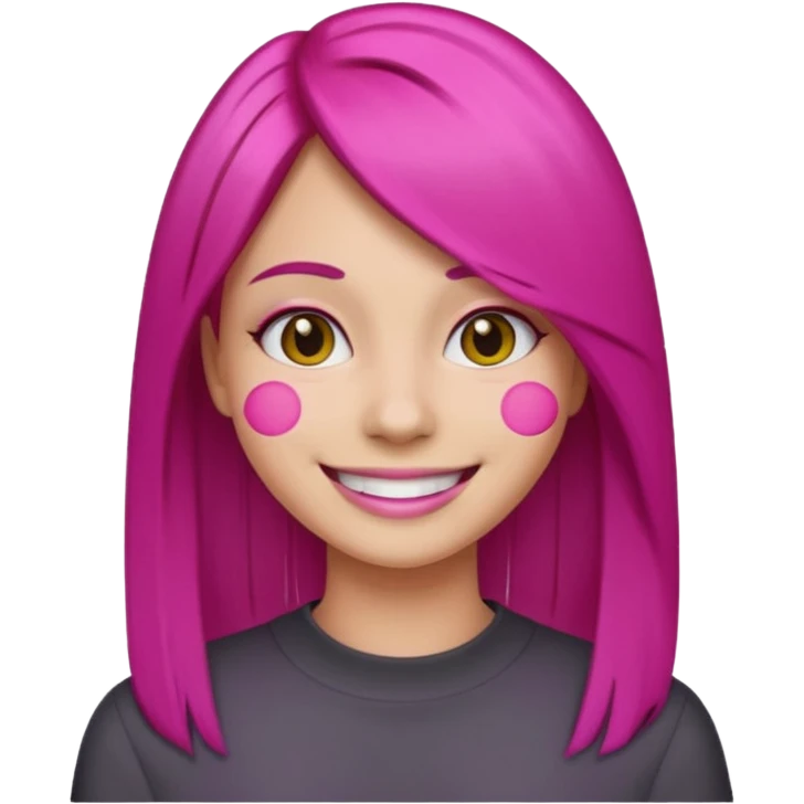 fuchsia charcoal color dyed straight hair on a woman emoji emoji