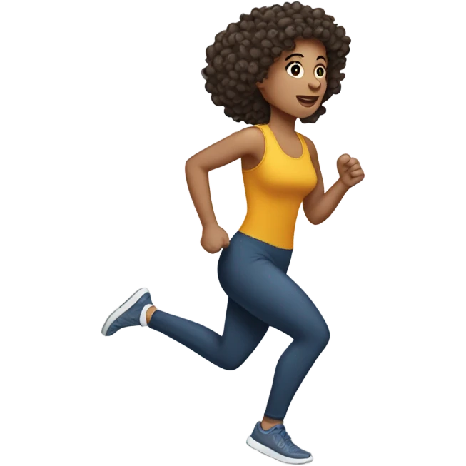 Running woman light skin with curly hair side view  emoji