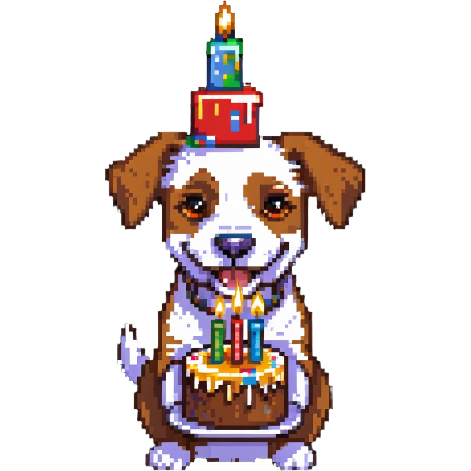 happy dog with birthday cake emoji