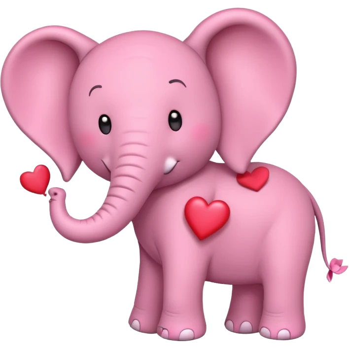 une éléphant rose amoureux avec des coeurs emoji