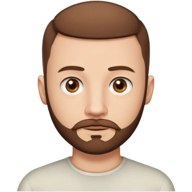 Pale man with short buzz cut brown hair with beard and mustache brown eyes emoji