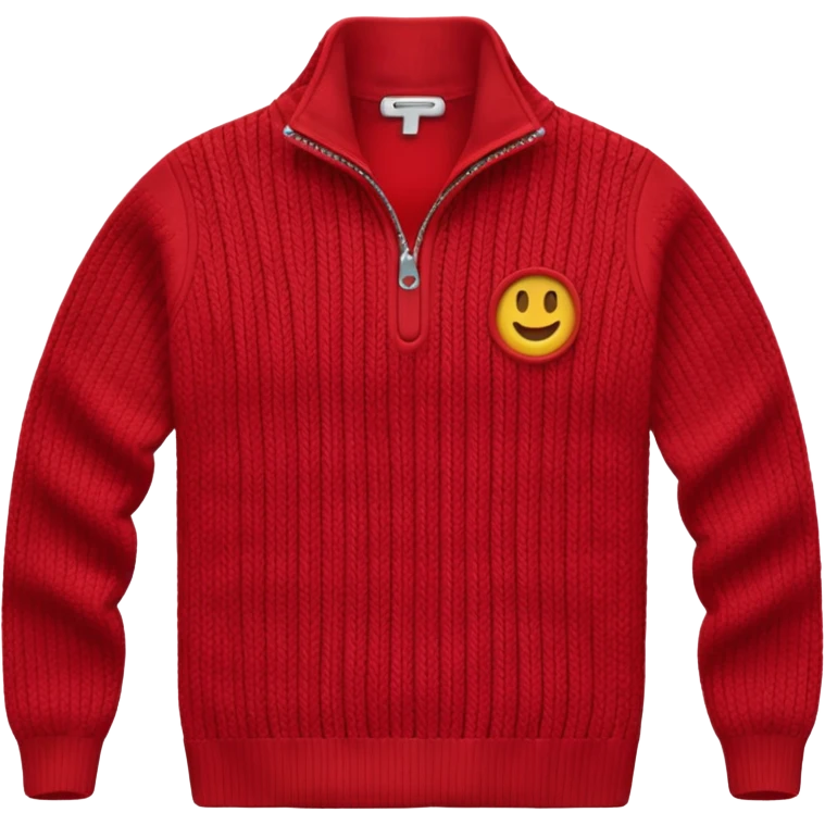 red knitted quarter zip with the knitting visible emoji