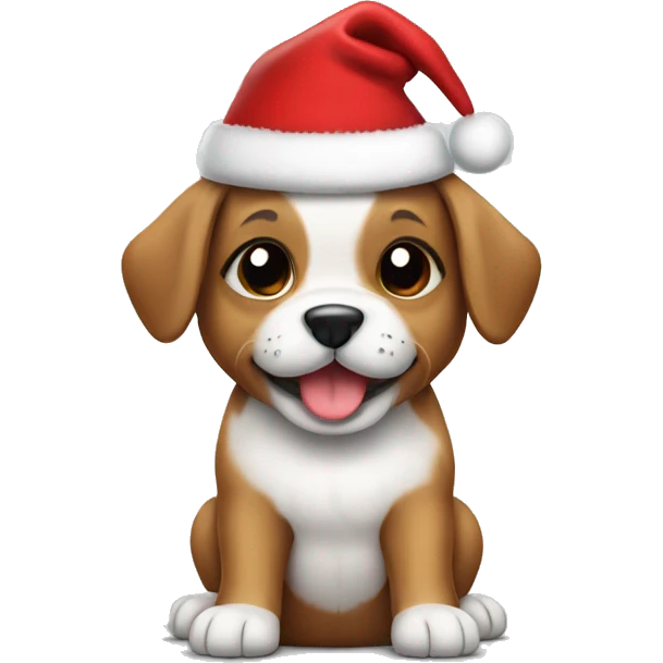 Puppy with Christmas hat emoji