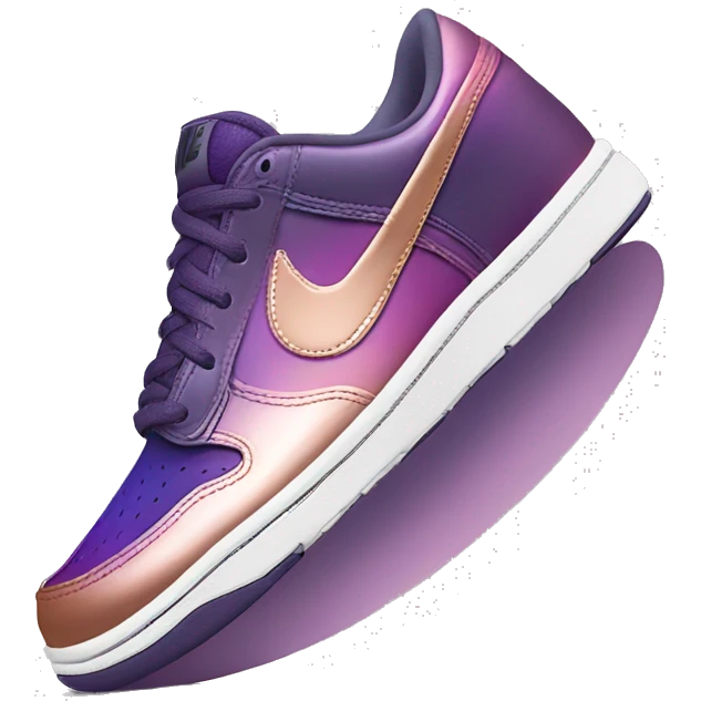 photorealistic pair of metallic dark purple to rose gold ombre Nike Sneakers emoji